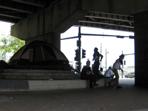 homeless people under the bridge