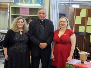 (from left to right) Alison Altmeyer, Executive Director, Bishop Perry, and Meghan Green, Program Director 