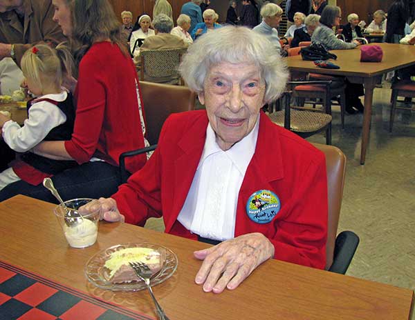 Dominican Sister of Sparkill Sr. Lois Liekweg enjoys the festivities on her 100th birthday, December 6, 2016.